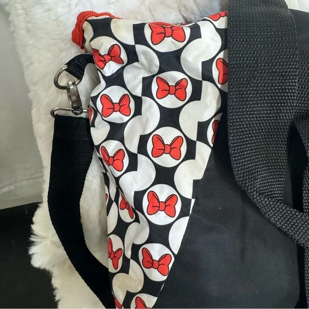 Disney Baby Minnie Mouse Black White Red Canvas Large Diaper Shoulder Bag